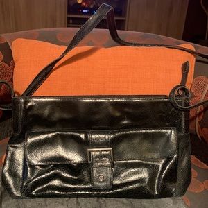 Vintage BCBG Paris purse! Black crack non-leather look with some wear and tear!